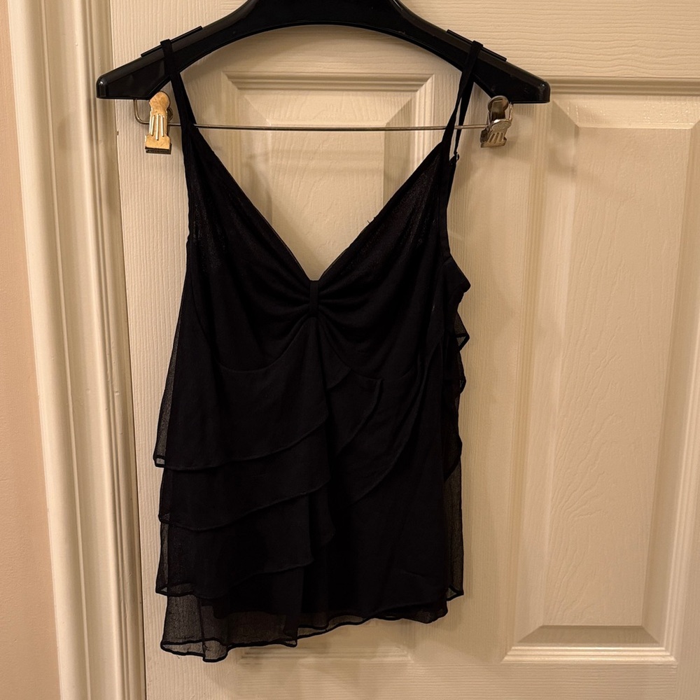 100% Silk Black Women's Top -*** Festival ***